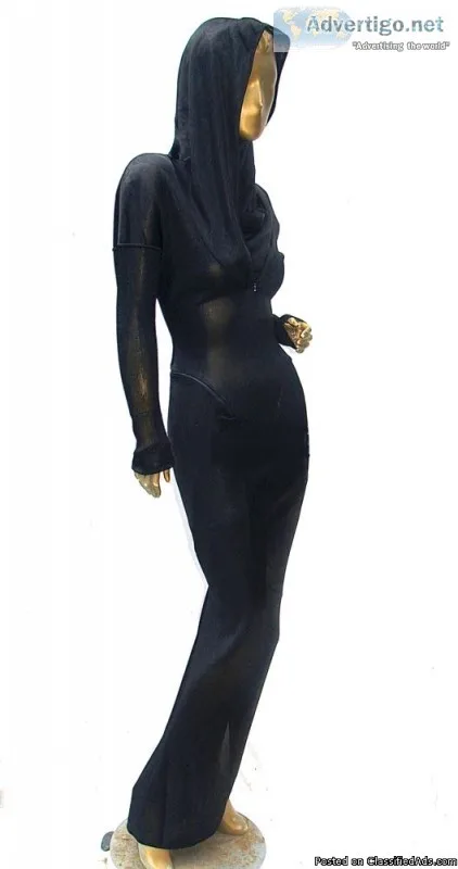 VINTAGE AZZEDINE ALAIA BLACK ACETATE HOOD SPIRAL ZIPPER MERMAID 