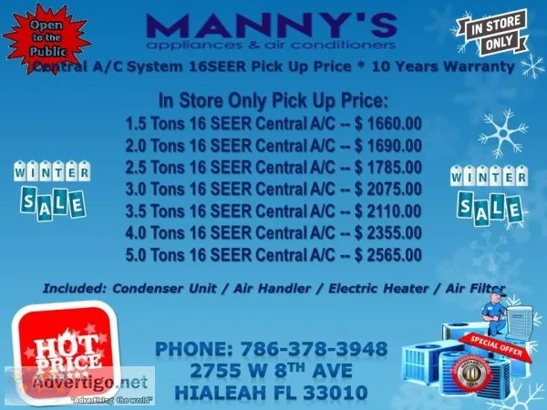 New Central Air Conditioners 16SEER R410a 10 Years Warranty  Pic