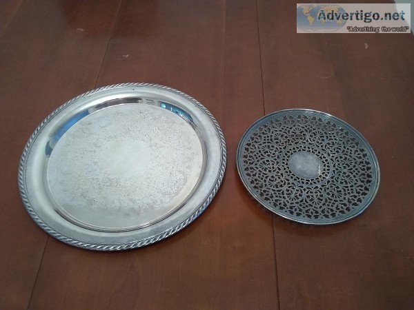 Silver Plated Serving Platter and Candy Dish