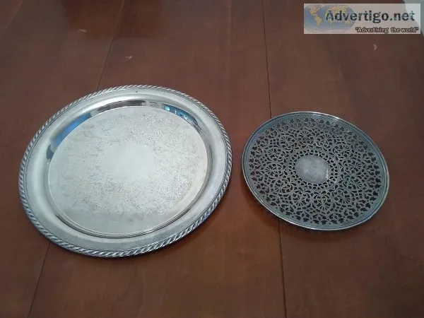 Silver Plated Serving Platter and Candy Dish
