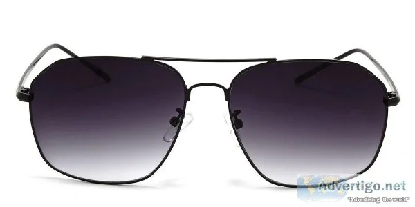 Staten Island Square Sunglass for Men  Black Front and Temples w