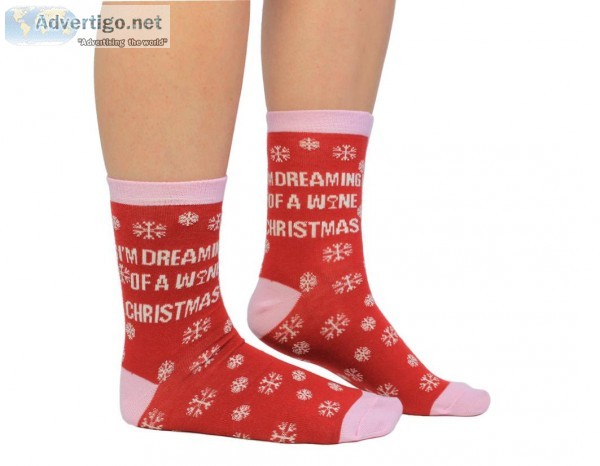 I&rsquom Dreaming of a Wine Christmas Socks - Cockney Spaniel