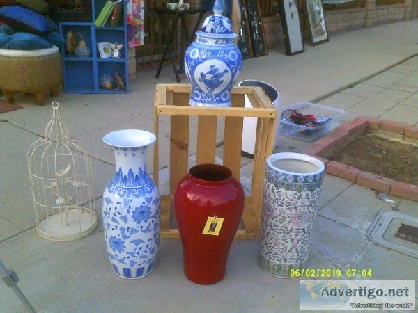 Chinesse Ginger Jar and Vase and Cane Holder