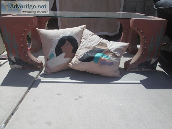 SOUTHWESTERN GLASS COUCH TABLE