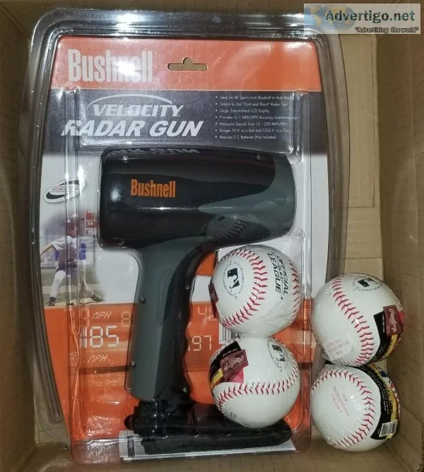 Bushnell Velocity Radar Gun and 4 Rawlings Recreational use Base