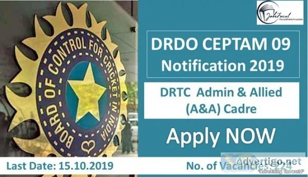 DRDO CEPTAM 09 Notification 2019 &ndash20 DRTC 224 Admin and All