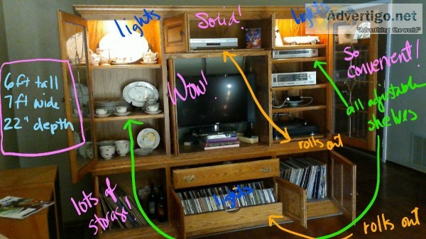 Solid Oak Entertainment Center