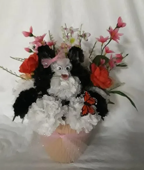 Spring Scented Carnation Cat Arrangement Handmade