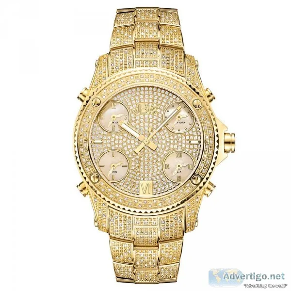 18 karat gold platted diamond men&rsquos watche