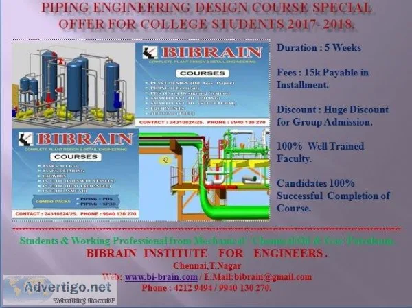 PIPING DESIGN PRACTICAL TRAINING CLASS BIBRAIN T.NAGAR