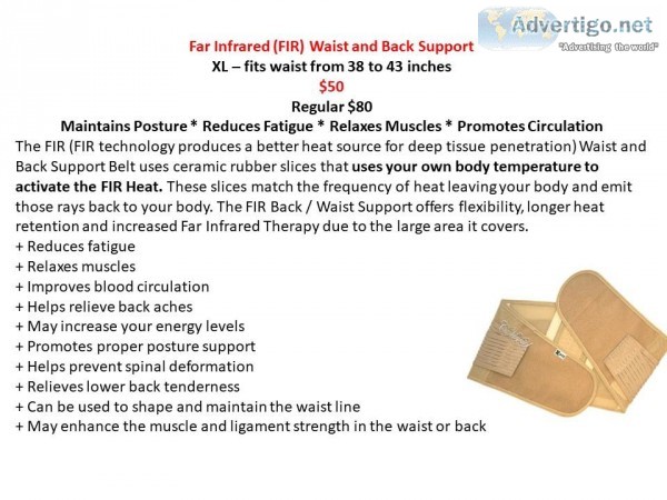 Waist and Back Support using FIR technology