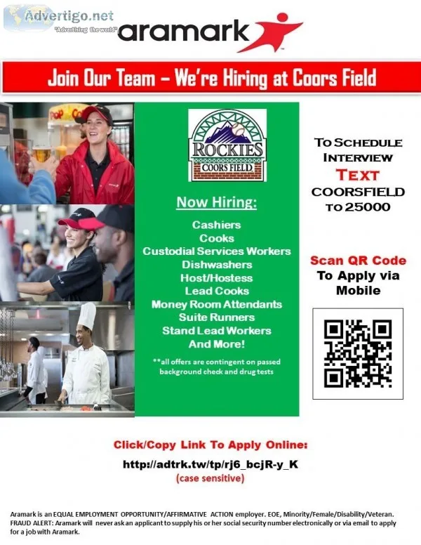 Food Service Cashiers Custodial Services Workers - Coors Field