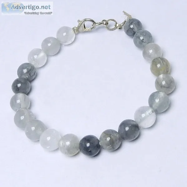Satyamani Natural Light Iolite Beads Bracelet with Hook