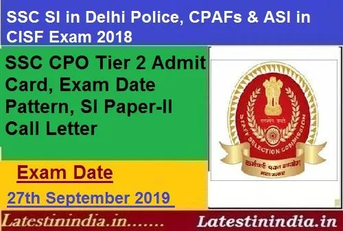 SSC CPO Admit Card 2019