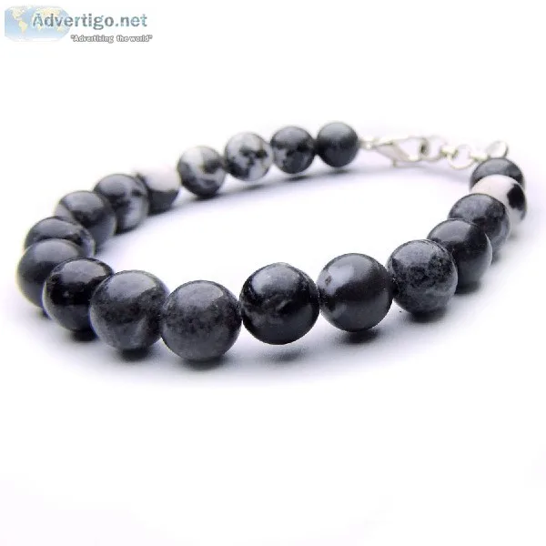 Satyamani Natural Zebra Agate Beads Bracelet with Hook