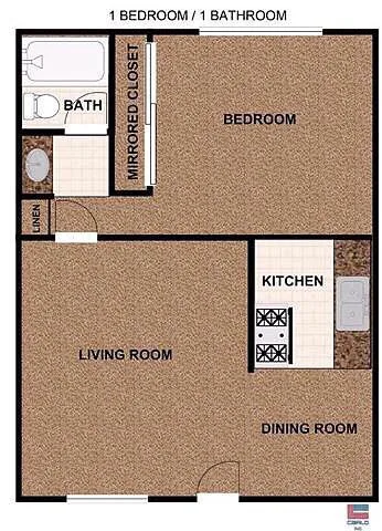 1 bed 1 bath 540 sqft