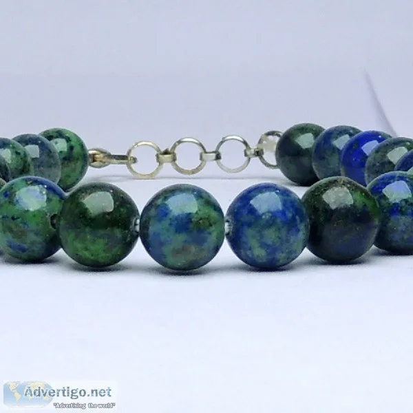 Satyamani Natural Chrysocolla Bead Bracelet with Hook