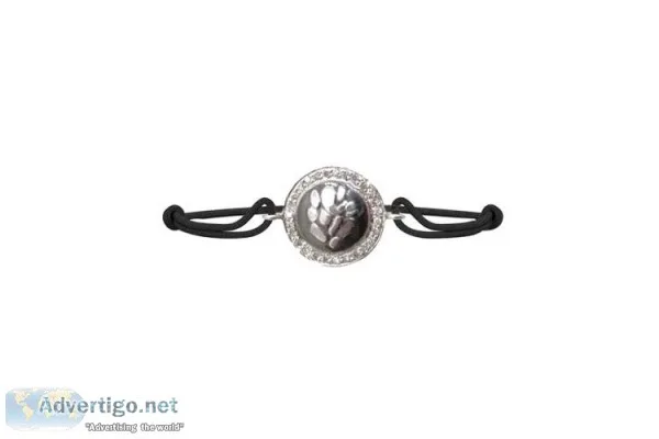 Ganesh Border Diamond Bracelet In Silver On Nylon Thread