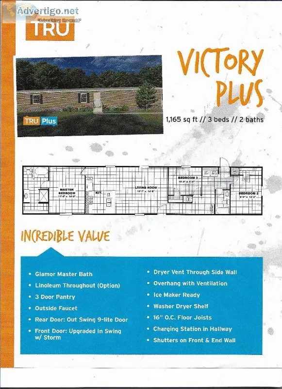 Tru Victory Plus Manufactured Homes  16 x80 