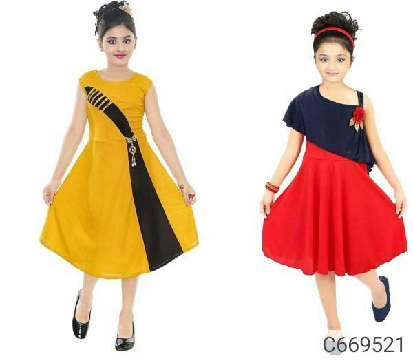 Girls Solid Frocks (Pack of 2) Vol-2 (COD AVAILABLE)