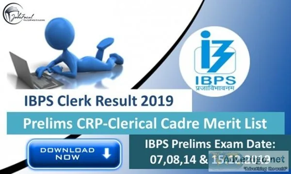 IBPS Clerk IX Result 2019 -20 Prelims CRP-Clerical Cadre Merit L
