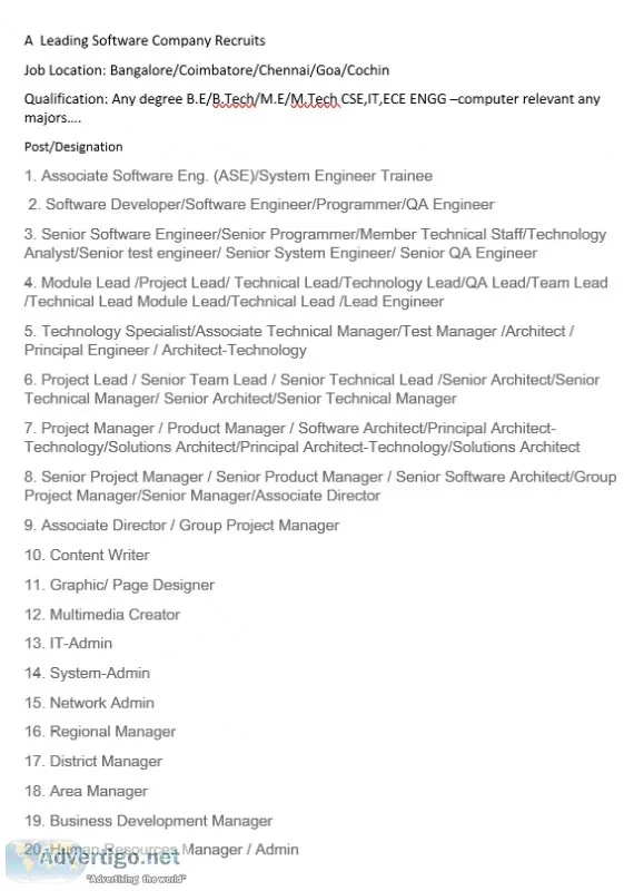 WANTED SOFTWARE COMPANY ENGINEERS