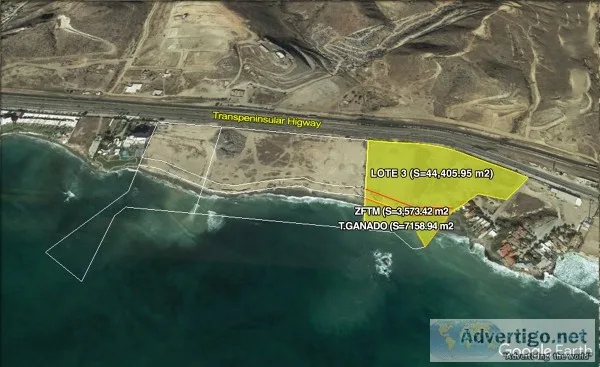 Terreno de 4 Ha frente al Mar en Rosarito