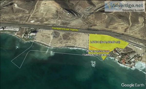 Terreno de 4 Ha frente al Mar en Rosarito