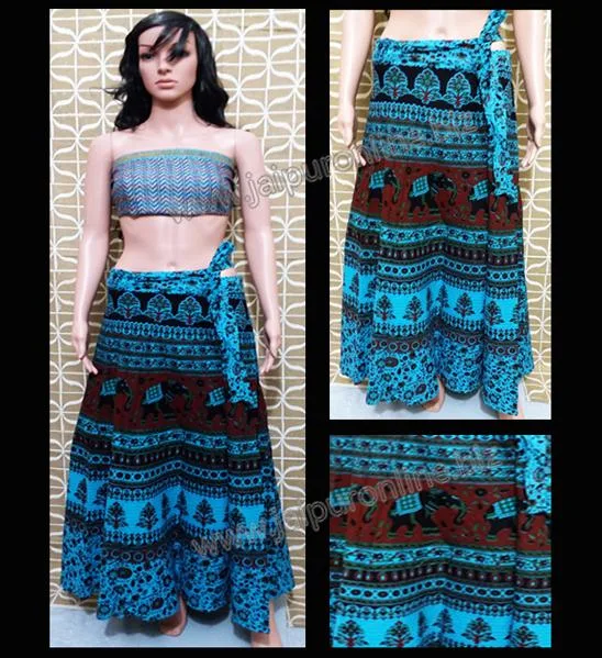 Printed cotton wrap skirt  cotton wrap around skirts