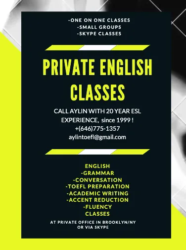 Private English Classes from experienced ESL teacher