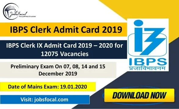 IBPS Clerk IX Admit Card 2019 &ndash 2020 for 12075 Vacancies  I