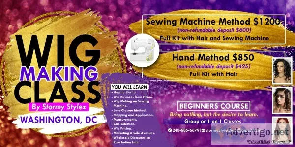 Stormy Stylez Wig Making Class - Sewing Machine and Hair Include