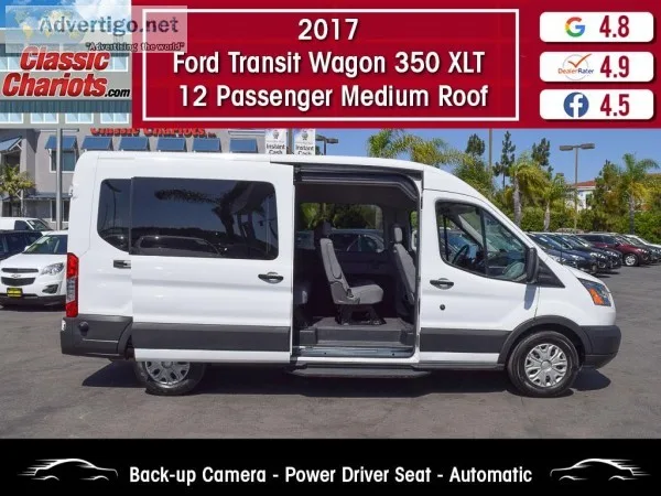 Used 2017 FORD TRANSIT WAGON 350 XLT 12 PASSENGER MEDIUM ROOF fo
