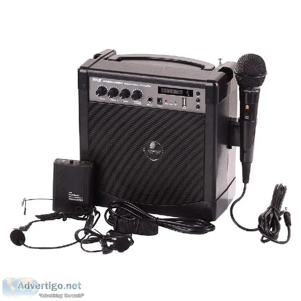 Portable Bluetooth P.A system with a reg cord mic and head mic t