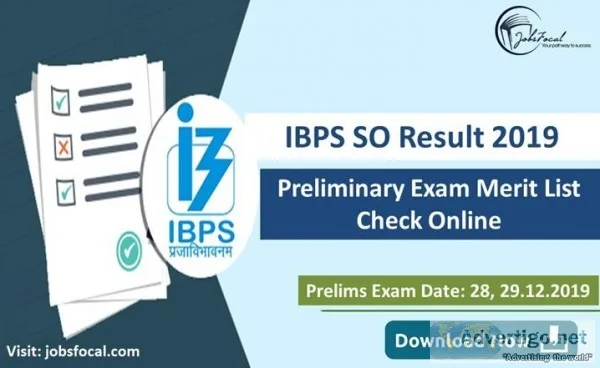 IBPS SO Result 2019 -20 for Preliminary Exam Merit List Check On