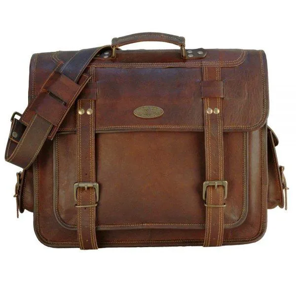 Denver Leather Laptop Shoulder Messenger Bag - Handmade World Ba
