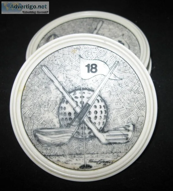 Vintage 1985 Elaine Siemens Design Ceramic 18 Holes Golf Theme D