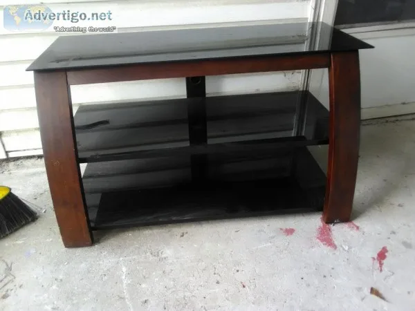 TV STAND SMOKE GLASS and WOOD