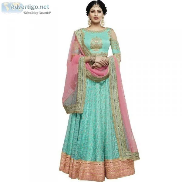 Grab Attractive Discounts On Sky Blue Lehenga Choli