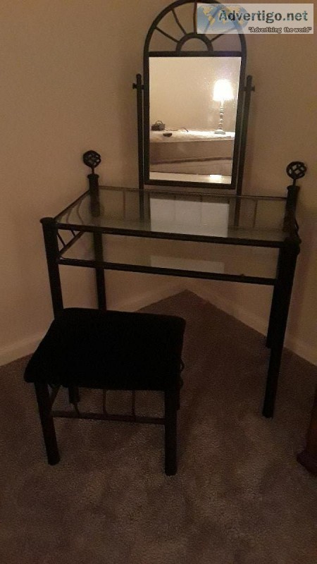 Glass dresser with vanity seat