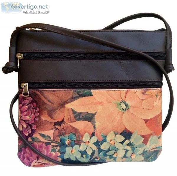 Genuine Floral Leather Cross-Body Bag For 75