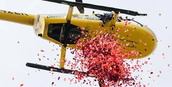 Dropping Service For Flower and Pamphlet by Helicopter in India