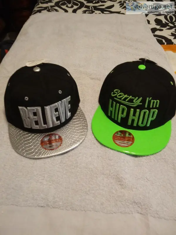 HIP HOP hat and BELIEVE hat