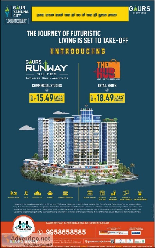 Gaur Runway Suites 91-9958658585  Yamuna Expressway