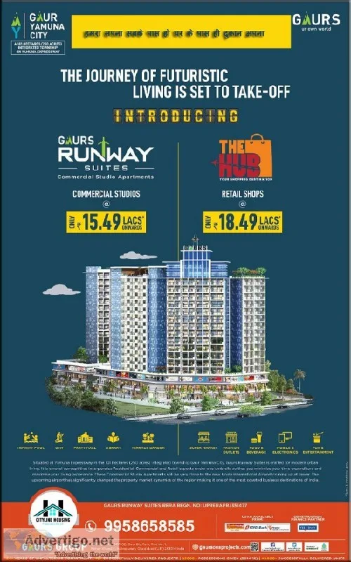 Gaur Runway Suites 91-9958658585  Yamuna Expressway