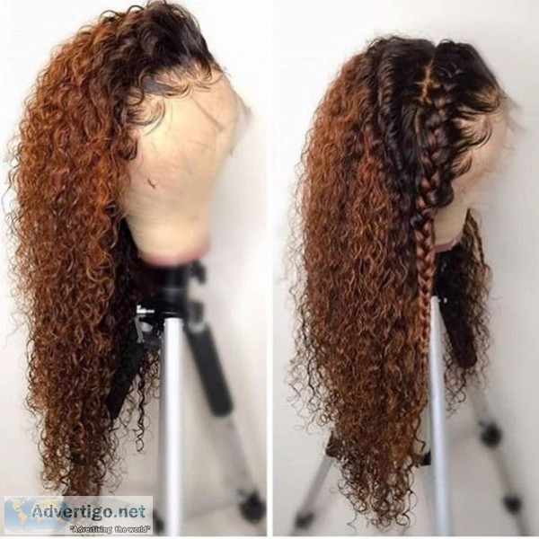 Honey Blonde Lace Front Kinky Curly Pre Plucked Human Hair Wig