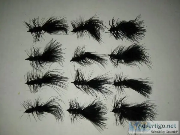 Fishing flies (Wooly Bugger. color black)) 1 dozen