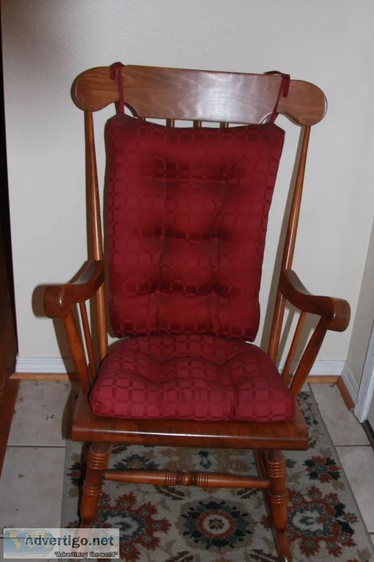 Stained Wood Rocking Chair w cushion