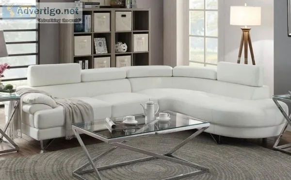 Living Room Curved Sectional Sofa Couch Round Chaise White Faux 