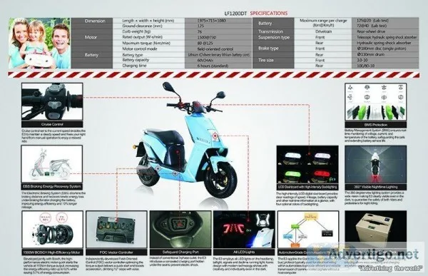 New Lifan E3 60V Electric MotorcycleScooter Up to 75 mile on cha